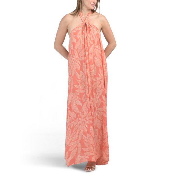 ELAN Coral Halter Maxi Dress